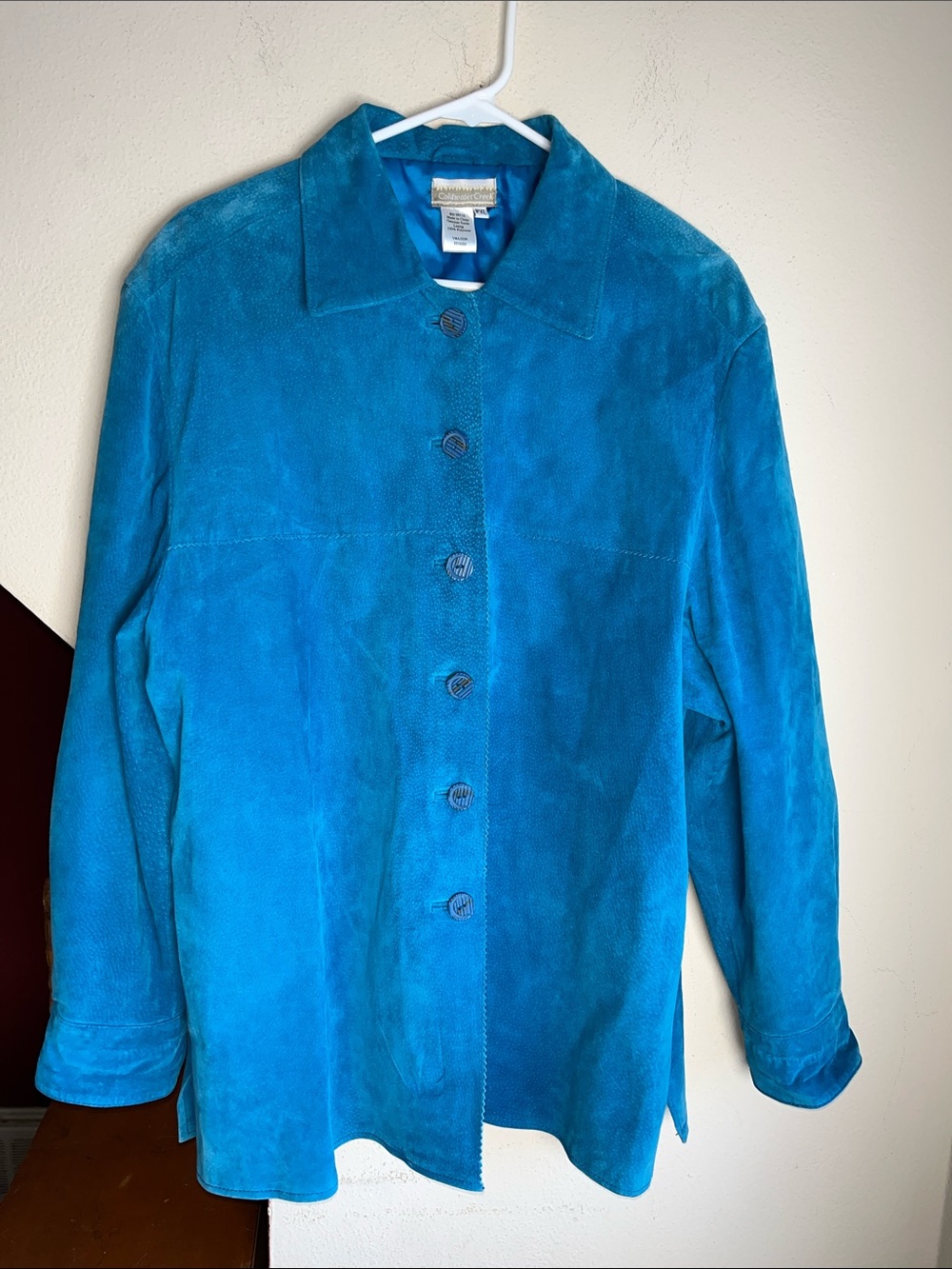 Coldwater Creek Women’s Turquoise Suede Button-Up Jacket PXL
